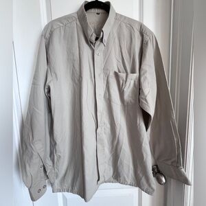 Gold Cuff Men’s Beige Ivory color ridge thick fabric Button-Up Shirt size 44